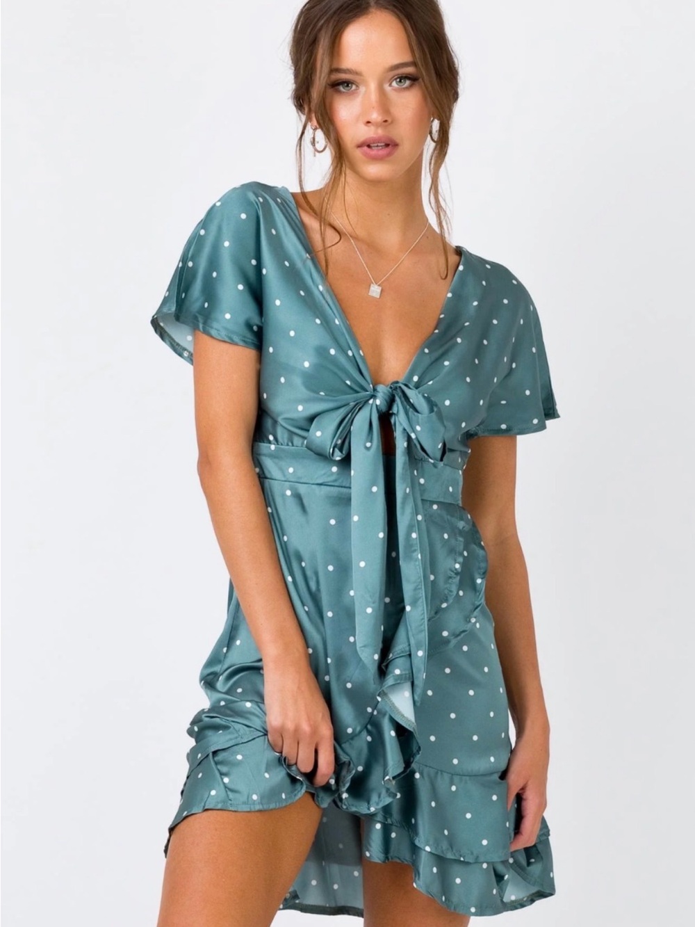 Amalie Mini Dress Sage Size Small